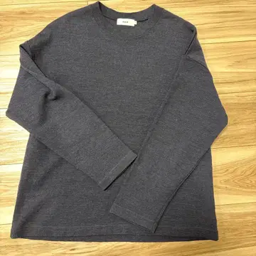 RINEN 울 100% 긴팔 니트 네이비