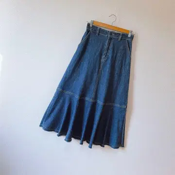 정가 2.2만엔 비어즐리 머메이드 데님 롱 스커트 허리밴딩 F