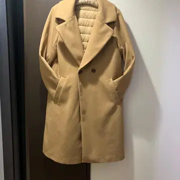 안감 올 다운 카멜 롱 코트