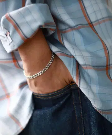 BEAMS 커브 체인 팔찌 SILVER925 컨디션 최상