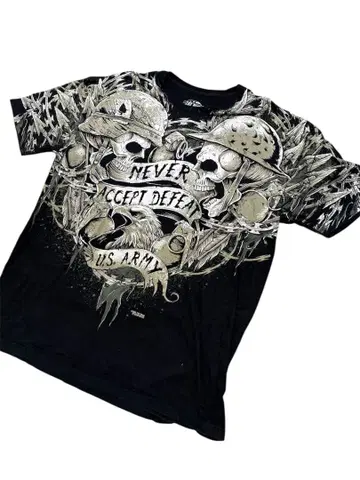 skull design y2k 7.62 블랙 T셔츠 빅 사이즈