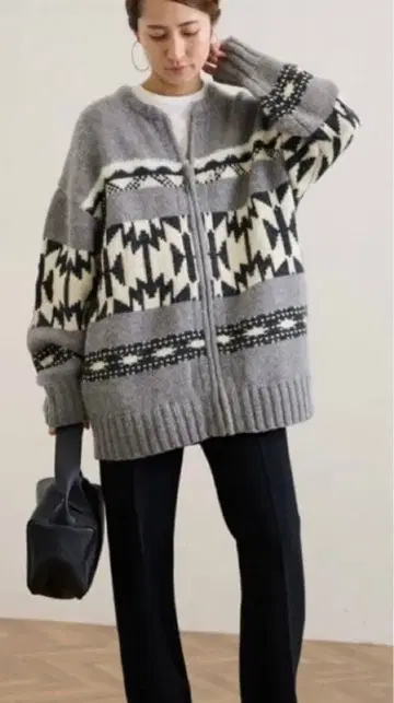 [ 새상품급 ] 프레임워크 자카드 지퍼 가디건 자카드 니트