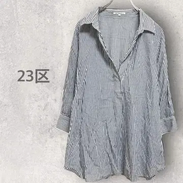 [ 23구 ] 긴팔 블라우스 스트라이프 패턴 스키퍼 셔츠 넉넉한 캐주얼
