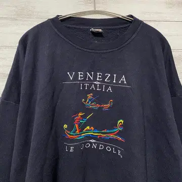 이탈리아제 베네치아 곤돌라 자수 컬러풀 맨투맨 USA 구제 의류