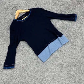 울 100% 닥스/DAKS [M 상당] 긴팔 니트/티셔츠 투톤