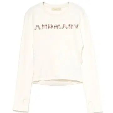 andmary Mary 로고 패턴 탑 화이트