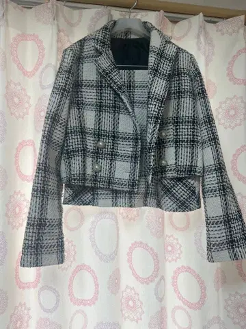 GRL 화이트 블랙 체크 자켓 입학식