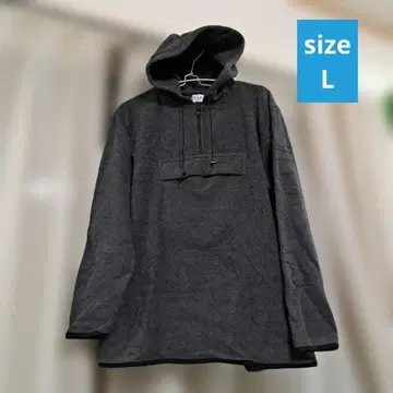 L 다크 그레이 후드 부착 후드티 플리스
