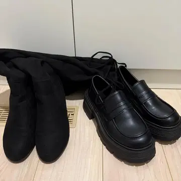 블랙 스웨이드 롱 부츠