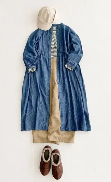 사만사 모스모스 데님 밴드 카라 원피스 M