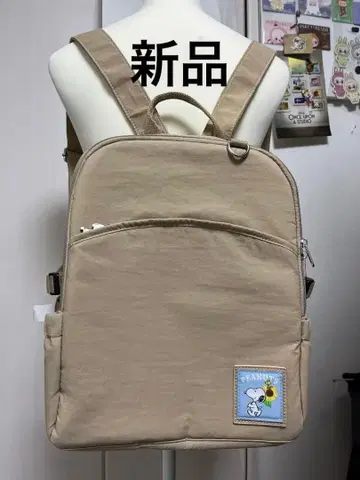 새상품 스누피 베이지 백팩 내부 올 패턴 코믹 패턴 미사용 새상품