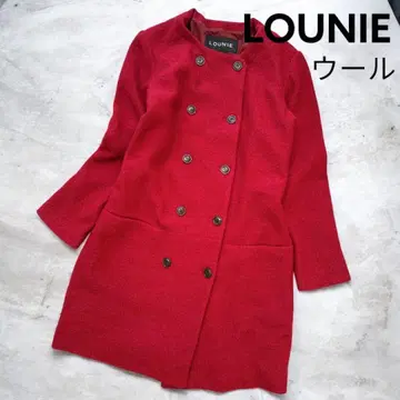 LOUNIE 루니 울 코트 모 100% 레드 빨간색 더블