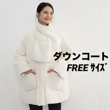 설날 세일 아이보리 화이트 노카라 다운 자켓 머플러 포함