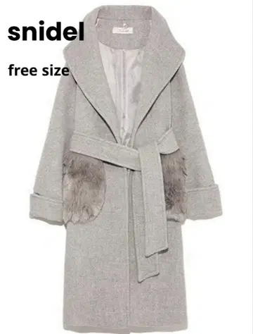 스나이델 snidel 포인트 에코 퍼 허리 마크 코트 그레이