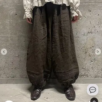 사만사 모스모스 타치카와 한정판 새상품 린넨 루나 포켓 프릴 팬츠 브라운