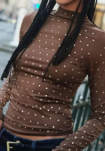 멋쟁이! H&M 에이치앤엠 스터드 하이넥 상의 XS