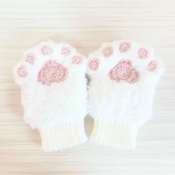 고양이 손 강아지 손 발바닥 암워머 화이트 화이트 핑크 핸드메이드
