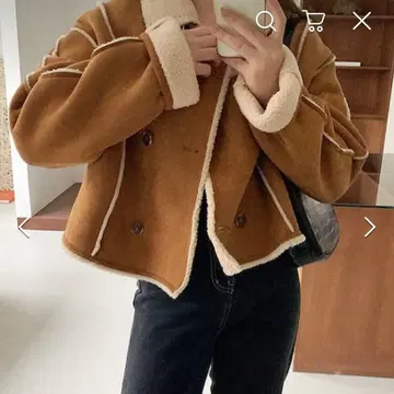 min'sminis 더블 칼라 숏 무스탕 자켓