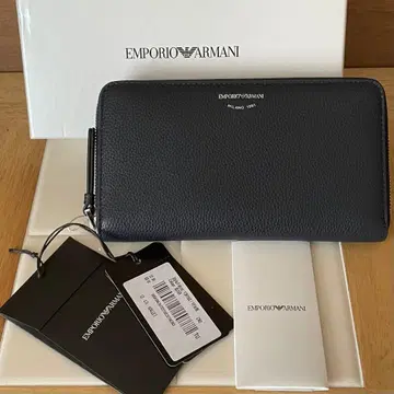 [ 박스 포함 ] 엠포리오 아르마니 로고 장지갑 라운드 지퍼