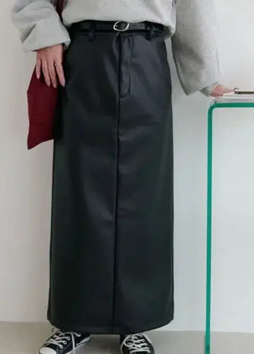 디스코트 인조 가죽 내로우 스커트