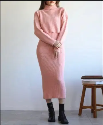 니트 원피스 + 니트 터틀넥 셋업