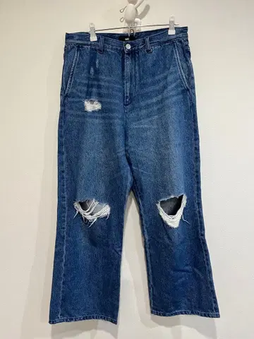 초레어 HARE 데미지 가공 와이드 팬츠 인디고 블루