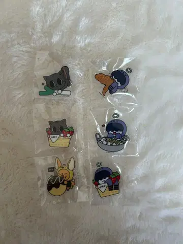 동물 캐릭터 핀 배지 6개 세트
