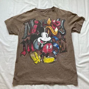 미키마우스 그래픽 T셔츠 브라운