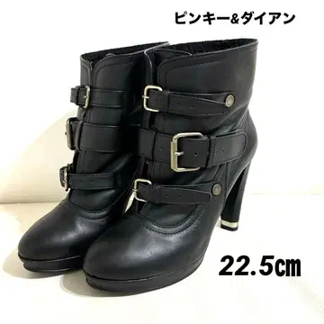 핑키&다이앤 블랙 숏부츠 하이힐 22.5