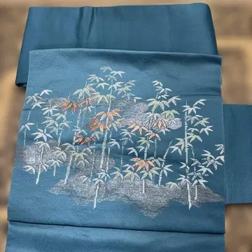 파란색 대나무 무늬 부착 오비