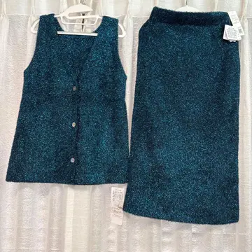 ROSEBUD 라메 페더 니트 베스트 니트 스커트 셋업