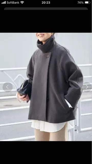 Spick & Span W/Ny 모사 스텐 칼라 숏코트 그레이