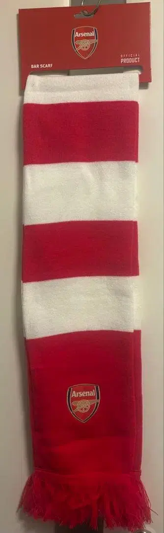 아스날 머플러 빨간색/화이트 스트라이프 핀배지