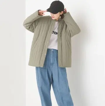 OMNES 안감 보아 라인 퀼트 노카라 자켓