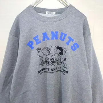 피넛 스누피 맨투맨 와펜 속기모 그레이 XL 사이즈