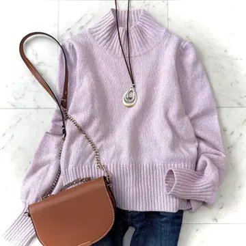 새상품급 로트레아몽 [세탁 가능] 캐시미어 혼방 니트 풀오버 퍼플 38