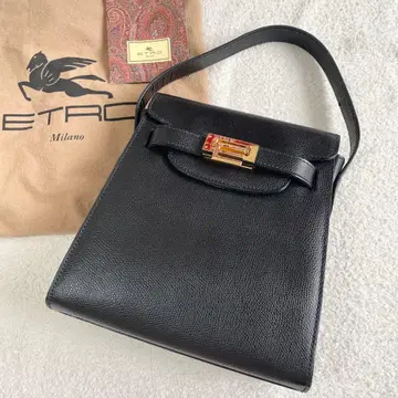 새상품급 에트로 자립식 핸드백 사피아노 가죽 블랙 이탈리아제 부대