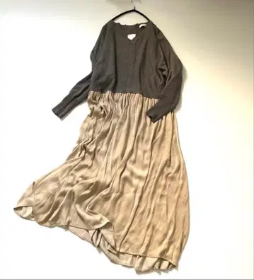 에이미 로우* 니트 레이어드 도킹 원피스 롱 기장