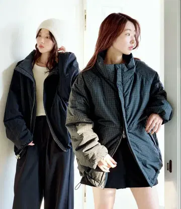 [ 새상품급 ] kastane 카스타네 체크 충전솜 리버서블 아우터