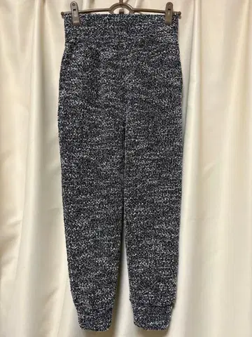 JENNE 하이웨스트 니트 캐주얼 팬츠 블랙 화이트 믹스