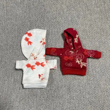 오비츠11 1/12 인형 의류 금붕어 패턴 후드티