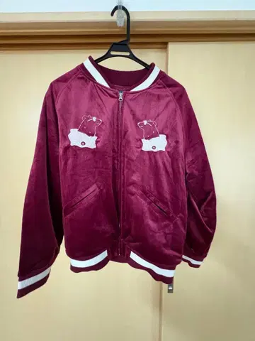 하라페코 상점 벨로아 곰 스카잔 와인 레드 M 사이즈