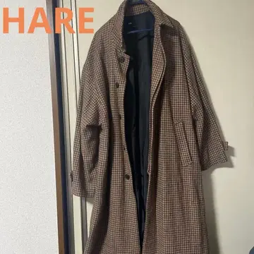 HARE 울 체크 스텐카라 코트