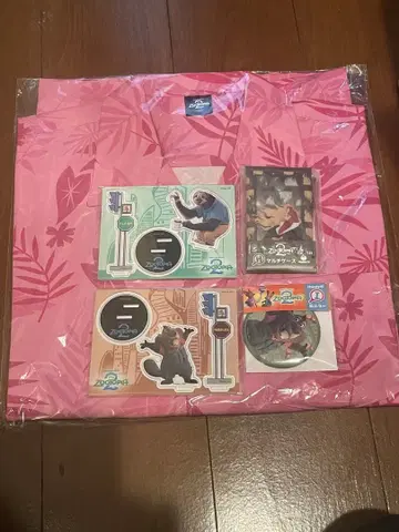 트로피컬 패턴 핑크 T셔츠 세트