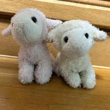 2개 세트 양 봉제 인형 완구 복슬복슬 치유 화이트 핑크