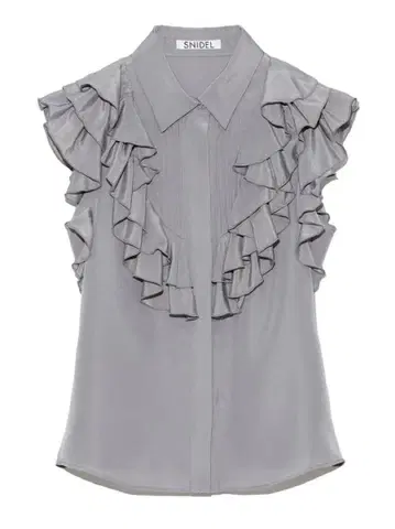 SNIDEL 프릴 칼라 블라우스 그레이