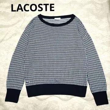 새상품급 LACOSTE 긴팔 체크 자카드 보트 니트 스웨터