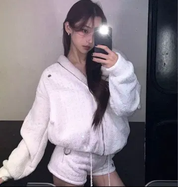 S ring asymmetry hoodie lace 화이트