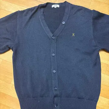 네이비 V넥 가디건 K 자수 관동제일고등학교