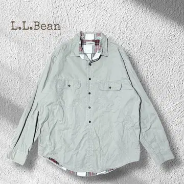 90s L.L.Bean 캐나다제 안감 체크 워크 셔츠 어스 컬러